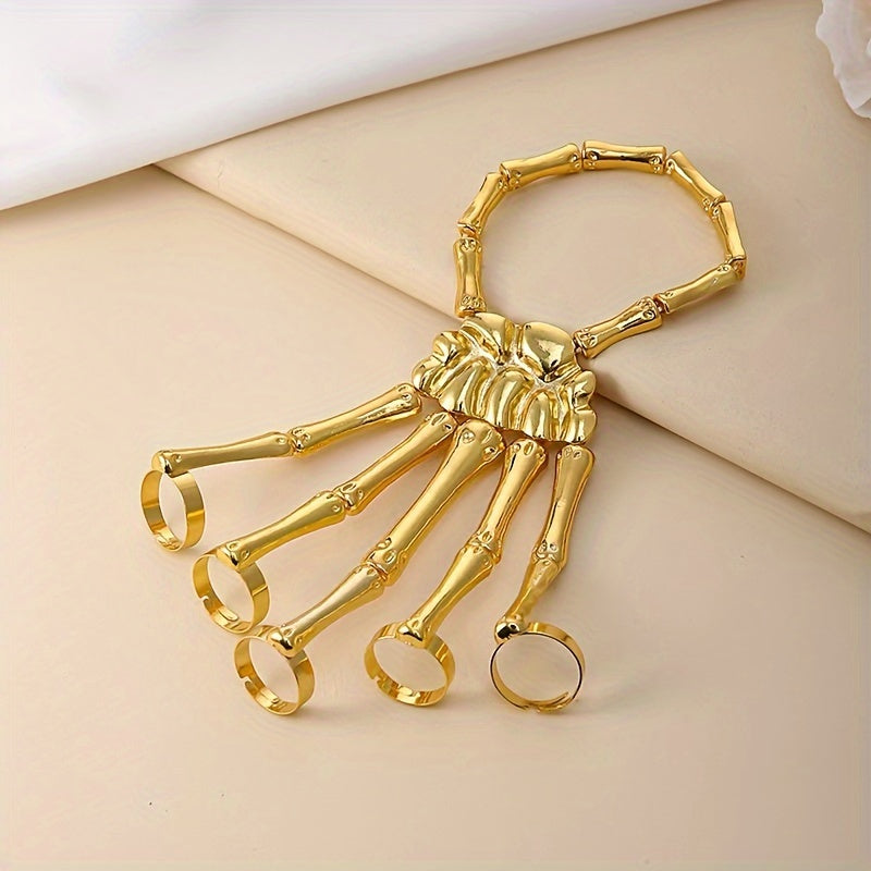 Punk Skull Metal Hand Bones Hand Bracelet