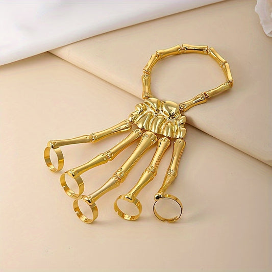 Punk Skull Metal Hand Bones Hand Bracelet