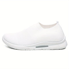 Women's Low Top Knitted Sneakers Lightweight Slip On Sports Shoes