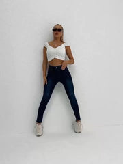 High Waist Stretch Skinny Jeans Slim Fit