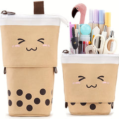Smiling Face Milk Tea Portable Pen Holder Pencil Case