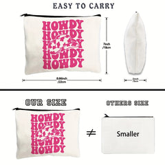 Hot Pink Western Cow Print Makeup Pouch with Zipper