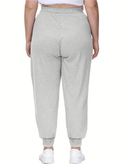Sports Pants Women's Plus Elastic Tie Waist Joggers With Pockets