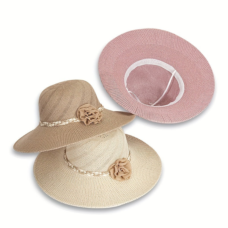 Breathable Wide Brim Summer Straw Basin Hat Women Travel Beach Hats