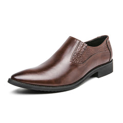 Men's Leather Loafer Shoes Almond Toe Slip On Dress Shoes