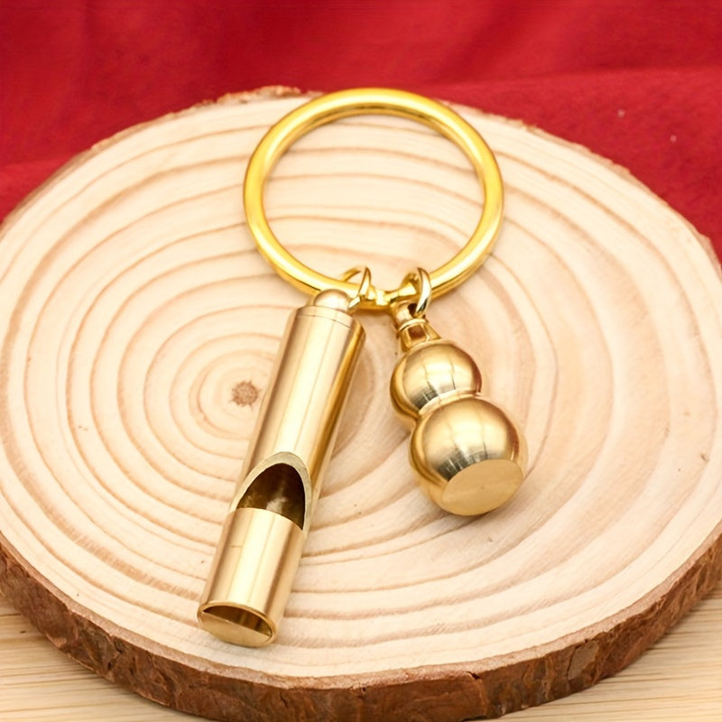 Brass Whistle Gourd Keychain Outdoor Survival Pendant