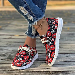 Lips Pattern Flat Shoes Women's Slip On Casual Shoes