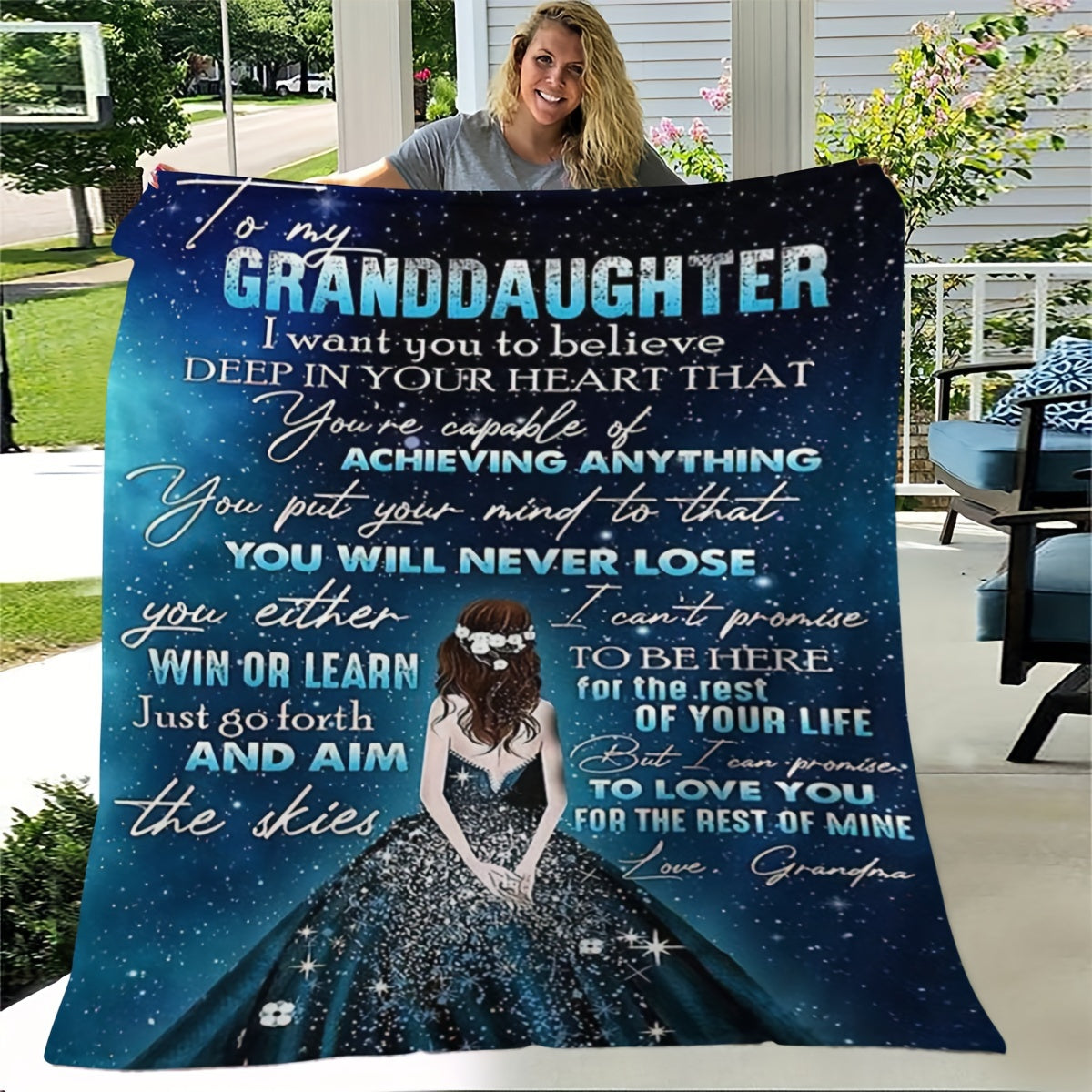 To My Granddaughter Printed Blanket - Home & Outdoor Use