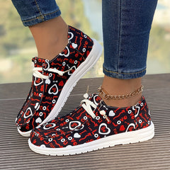 Women's Graffiti Print Canvas Shoes Low Non Slip Flats Women's Comfy Footwear