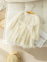 Toddler Lace Princess Dress Mesh Patchwork Long Sleeve
