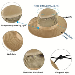 Men's Wide Brim UV Protection Sun Hat for Summer Beach Fishing Hiking