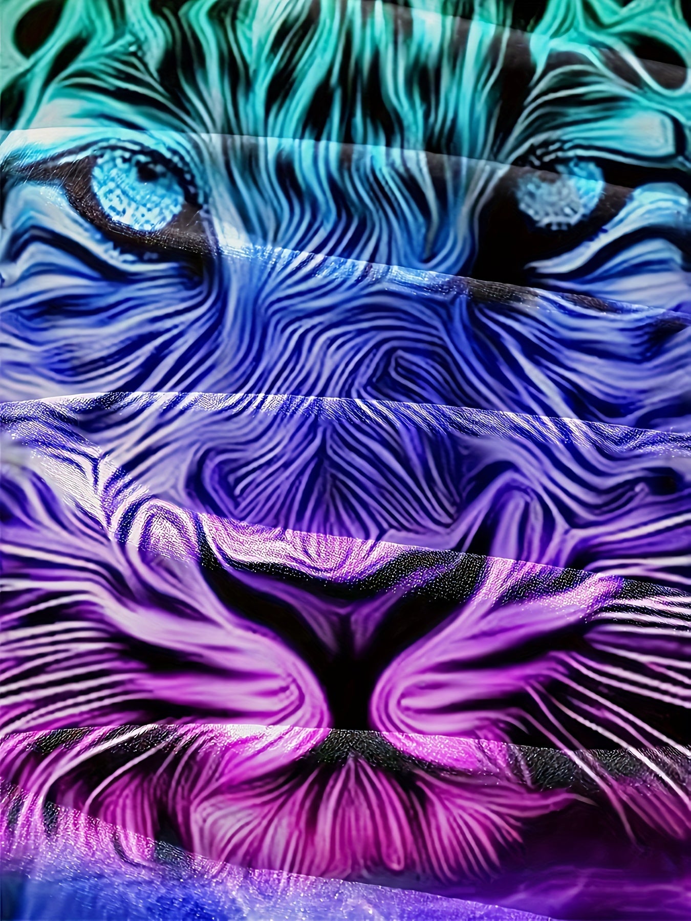 Lion 3D Print Gradient Hoodie Men's Graphic Pullover Kangaroo Pocket