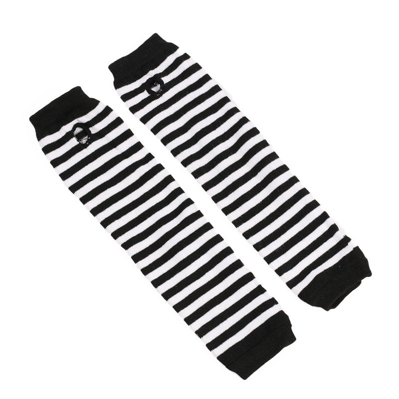 Knitted Striped Fingerless Elbow Gloves Warmer For Christmas Party