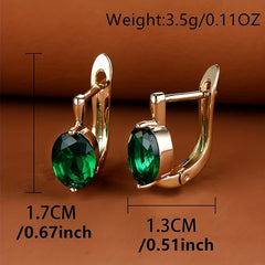 Golden Hoop Earrings with Red Green Aqua Stones