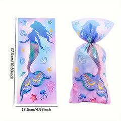 50pcs Mermaid Party Candy Gift Bags Biscuit Packing Bag