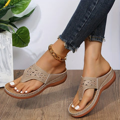Women's Wedge Flip Flops Comfort Arch Support Slide Sandals