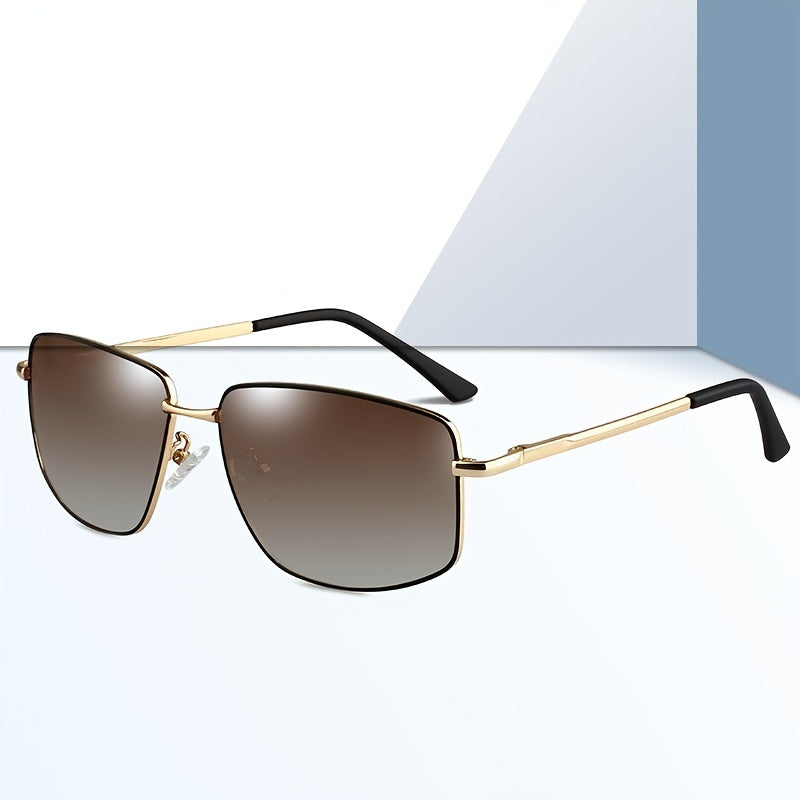 ANNBRU Rectangular Polarized Sunglasses For Men Retro Pilot Shades UV400