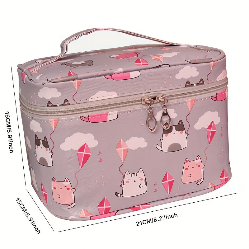Large Capacity Makeup Bag With Handle Cartoon Travel Portable Toiletry Bag