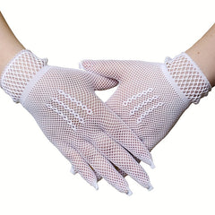 Y2K Lace Short Glove Fishnet Hollow Mesh Gloves For Wedding Bridal Women