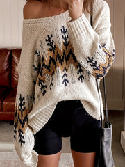 Christmas Casual Sweater Women's Plus Tree Print Long Sleeve V Neck