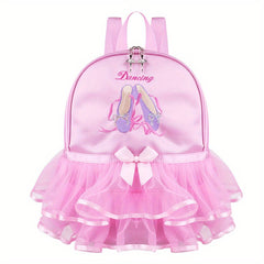 Kids Embroidered Ballet Shoes with Lace Decor and Ballet Bag