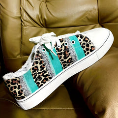 Women's Canvas Sneakers Colorblock Lace Up Low Top Shoes
