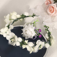 2Pk Flower Hairband Bracelet Wedding Tiara Crown Bridesmaid Gift