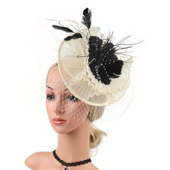 Vintage Tulle Small Wedding Veil Hair Accessories Head Flower Feather Hat Party
