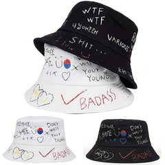 Hip Hop Graffiti Bucket Hat UV Protection Couple Sun Hat