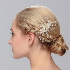 Bridal Rhinestone Pearl Comb Wedding Hair Accessories