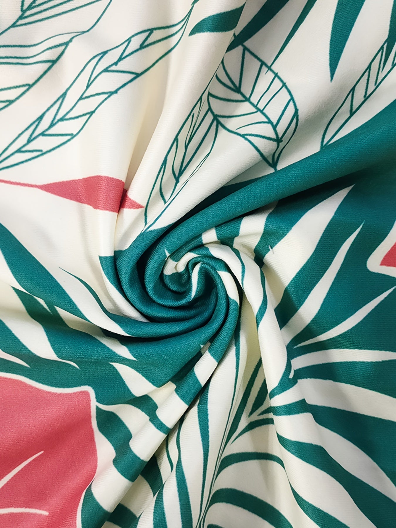 Tropical Print Lantern Sleeve Jumpsuit Plus Size