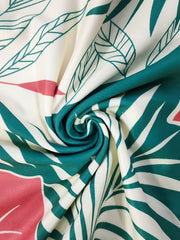 Tropical Print Lantern Sleeve Jumpsuit Plus Size