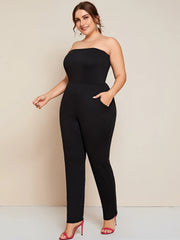 Basic Jumpsuit Women's Plus Strapless Skinny Tube J