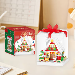 Christmas Building Blocks with Display Case Santa, Gingerbread House, Snowman