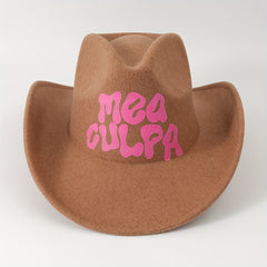 Y2K Cowboy Hat Solid Western Jazz Fedora Cap Rolled Brim Sun Hats