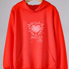 Girls Cartoon Heart Hooded Sweatshirt for Spring and Autumn