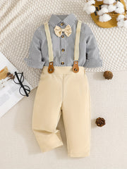 2pcs Baby Boys Gentleman Suit Plaid Overall Party Outfits