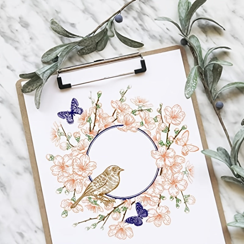 Butterfly & Bird Wreath Clear Stamps for Card Making Scrapbooking & Crafting