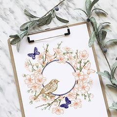 Butterfly & Bird Wreath Clear Stamps for Card Making Scrapbooking & Crafting