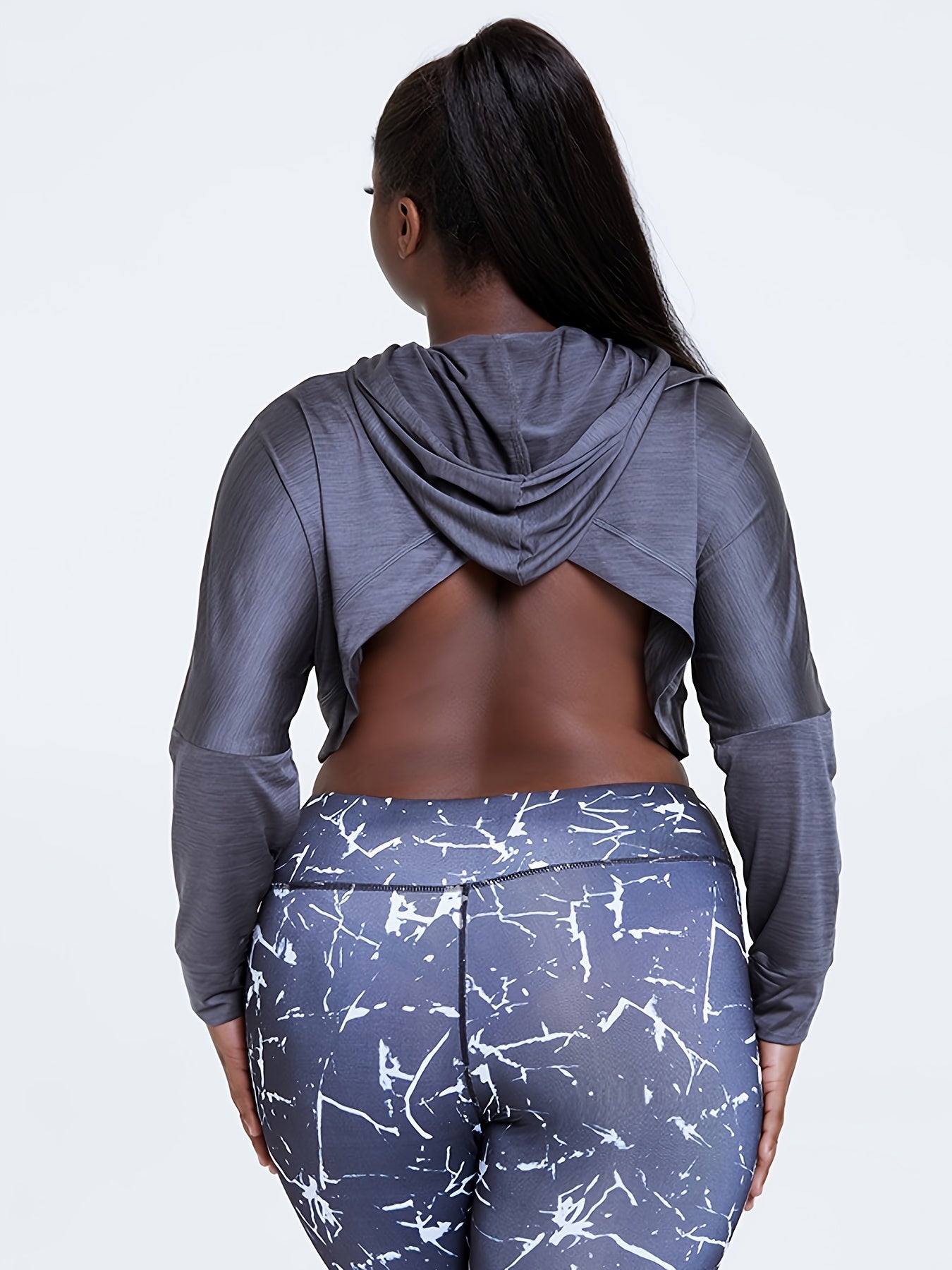 Quick Dry Long Sleeve Hoodie Crop Sports Top