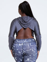 Quick Dry Long Sleeve Hoodie Crop Sports Top