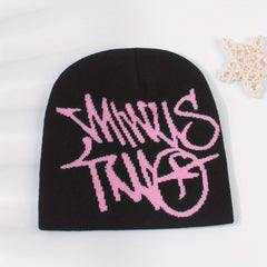 Letter Jacquard Beanie Candy Elastic Skull Cap Y2K Lightweight Knit Hats