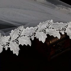 Bridal Long Head Veil Embroidered Lace Flower Wedding Hair Accessories