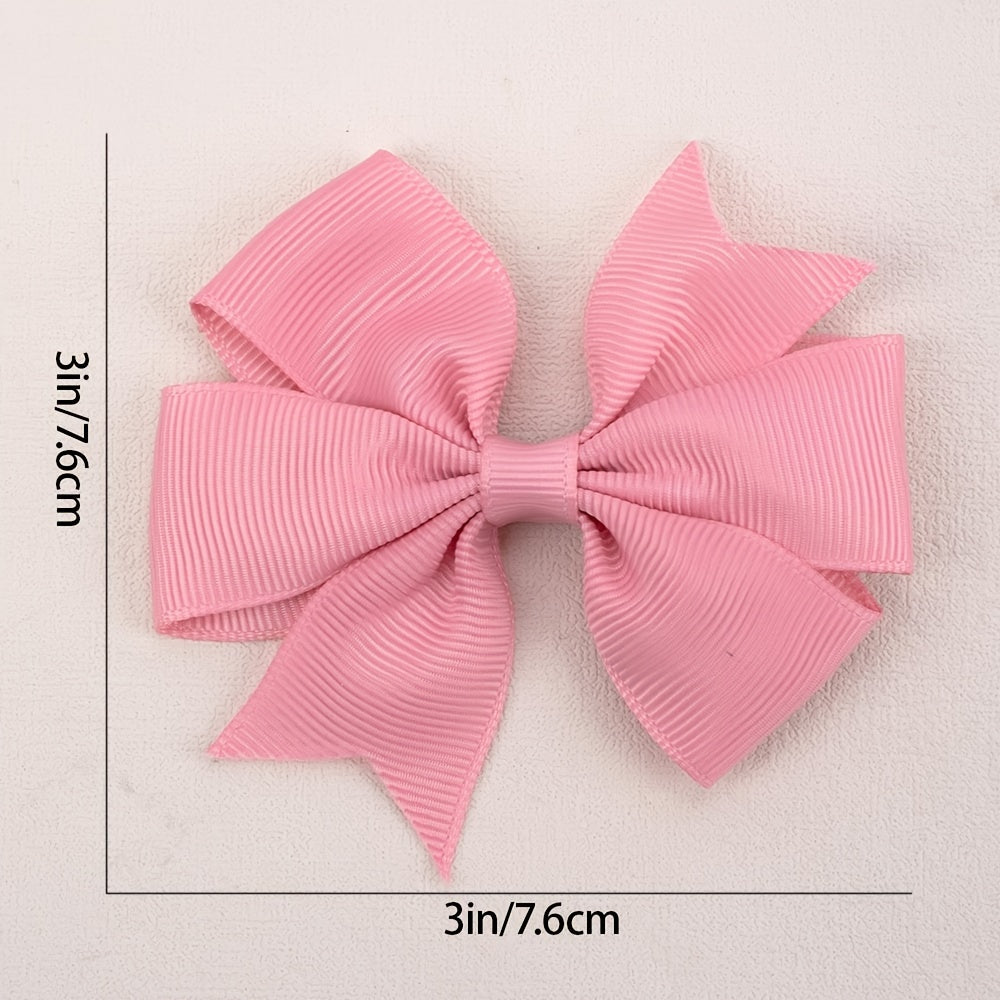 2PCS Baby Girls Grosgrain Ribbon Hair Bows Boutique Pinwheel Bow Hair Clips