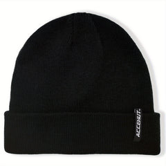 2pcs Label Patch Beanie Elastic Knit Hat Unisex Skull Cap Warm Couple Chemo Hats