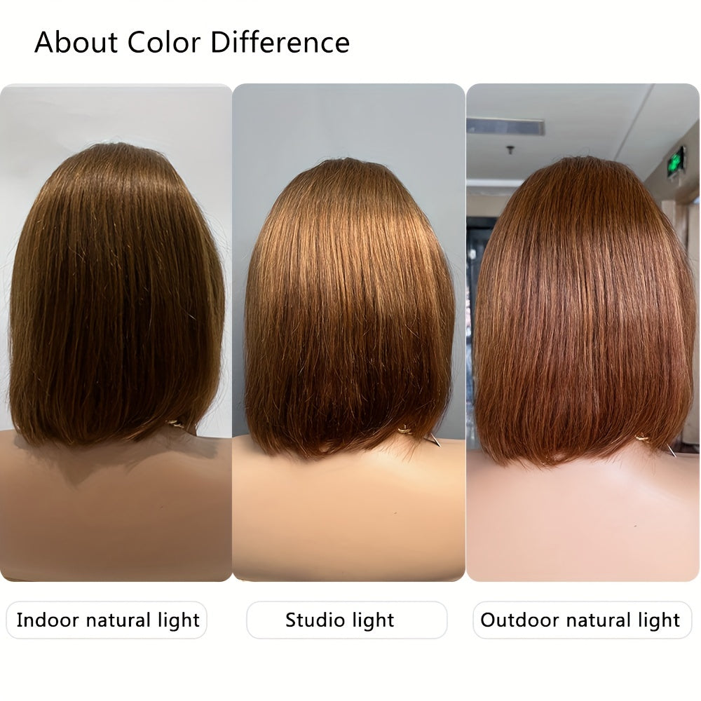Chocolate Brown Bob 13x4 Lace Front Wigs Straight Human Hair Wigs 150 Density