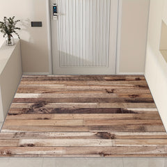 Wooden Print Area Rug Light Style Floor Mat Washable Home Decor Soft Non-slip