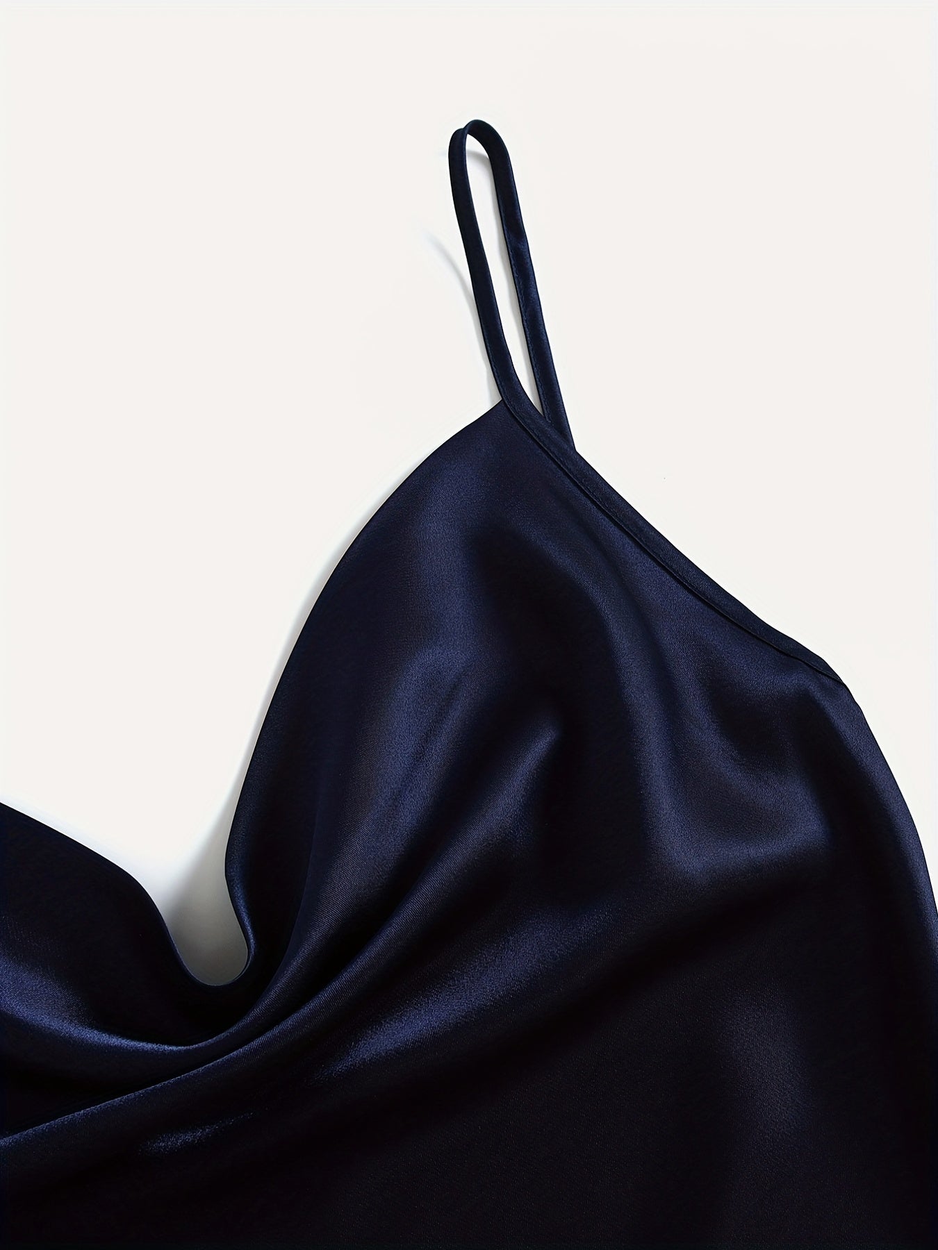 Solid Satin Slip Nightdress V Neck Sleep Dress Women's Pajamas