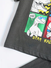 2pcs Boys Teen Dinosaur T-shirt & Shorts Set for Summer