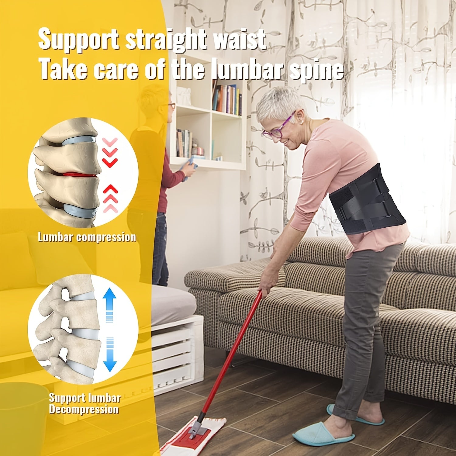 Adjustable Lumbar Support Belt Improve Posture During Lifting Order A Size Up
